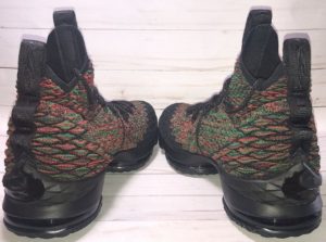 Nike Lebron 15 BHM multicolour basketball shoe - back view