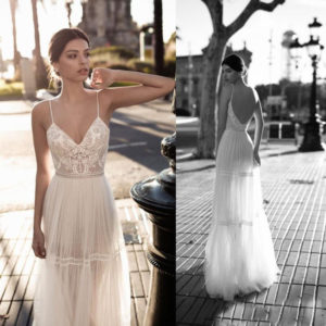 2018 Bohemian Wedding Dresses Lace A-Line Beach Bridal Gowns