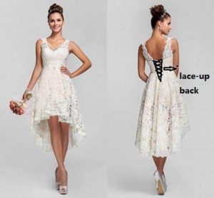 Hi-Lo Lace Short Wedding Dresses Bridal Gown