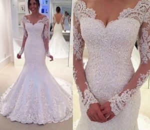 Sexy Mermaid White-Ivory Bridal Wedding Dress Formal Bridal Gown