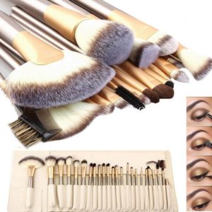 Pro 24Pcs Makeup Brushes Cosmetic Tool Kit Eyeshadow Powder Brush Set + Case