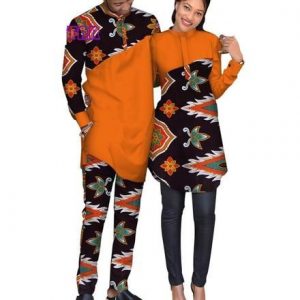 african couple ankara plain and pattern print senator suit style - afrispiration