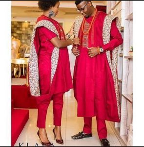 african couples red ankara style - momoafrica