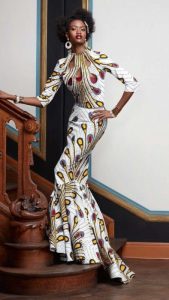 ankara mermaid gown with necklace design - fulaba