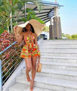 beach party kente style with beach hat - fashionfetchup