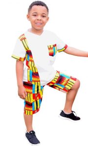 boys shirt with kente design and shorts - ekidshow