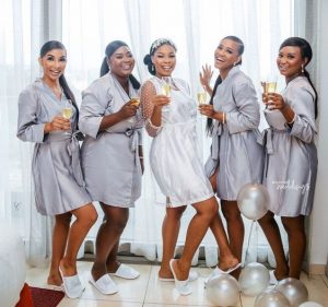 bridal pre wedding shot with cute night wears and wine glasses - bellanaijaweddings