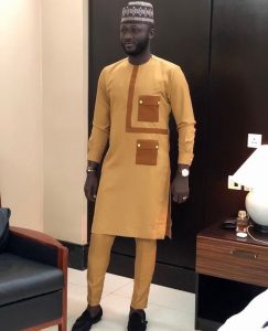 brown inspired tailored ankara senator suit for agbada - instagram