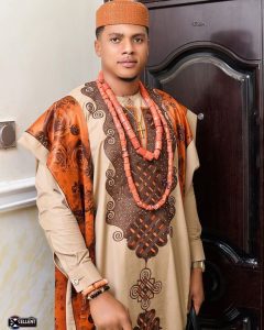 classic ankara agbada style with neck beads - instagram