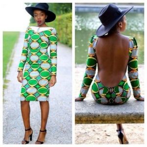 creative long sleeve ankara gown with open back - fashionruk