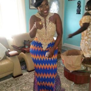 cute kente queen slaying with a gown combination of lace and kete fabrics - instagram