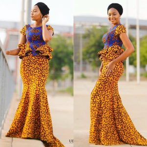 Cute ladies stylish Ankara blouse with overflowing skirt - amillionstyles