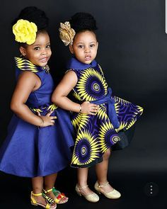 cute twin girls ankara style with rose hair pack - instagram