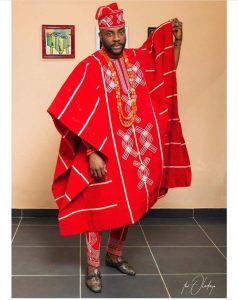 ebuka's classic red ankara agbada - claraitosblog