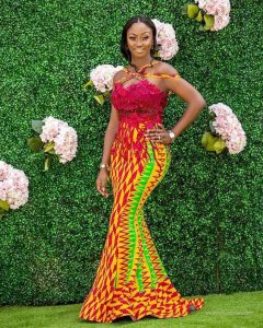 fitting long stylish kente gown - instagram