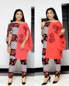 half agbada two colours senator style for ladies - mammypi