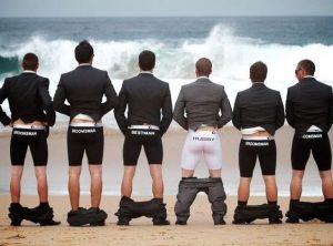 hilarious groomsmen pose style with outer pants down - buzzfeed