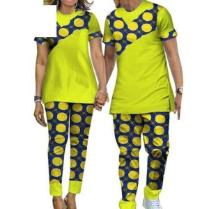 matching couple ankara plain and pattern senator style -afrinspiration