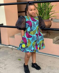 puffed sleeve ankara short gown for female kids - instagram