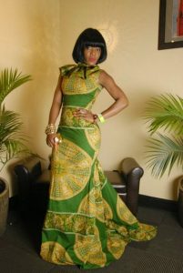 short sleeve ankara mermaid gown with high neck style - allthingsankara