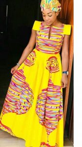 simple kente short sleeve long gown for church service - momoafrica