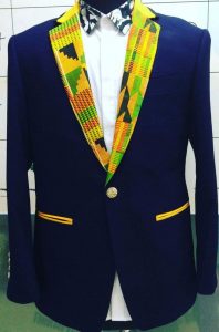 slim fit kente cloth blazer with inner shirt for men - ruvaafricwear