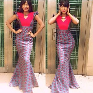 slim queens ankara mermaid gown with opening at the breast - dabonke