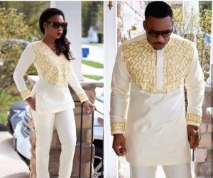 special embroidery plain milk colour ankara senator suit for couples - etsy