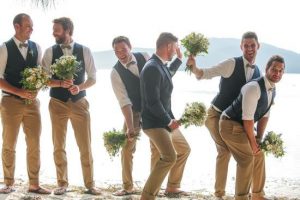 they wore waistcoats holding flowers and posing like ladies - polkadotbride