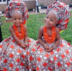 traditional wedding ankara fashion idea for little girls with beads and hair tie - turbanista