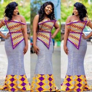 trending plain and pattern one sleeve kente style for cute ladies - ginnaonline