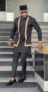 two layers men's dashiki groom long sleeve suit with embroidery - etsy