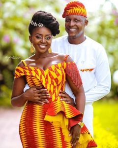 when two african tribes are bonded by love - ama and mbuso rocking a cute kente plus plain ankara combination - instagram