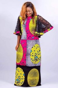 ankara with a touch of lace for long kaftan dress - pinterest