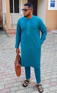 boss men ankara kaftan style with simple but cute embroidery - amzn to