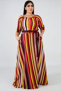 plus size moms striped kaftan maxi dress - gitionline