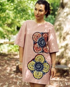 simple but short kaftan dress with floral ankara print design - pinterest