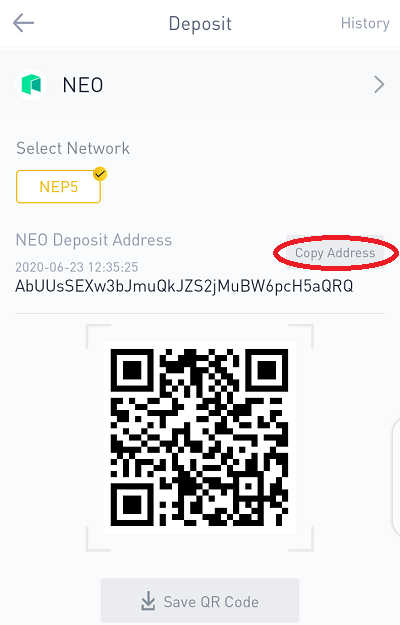 depositing neo token to binance for free