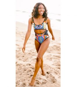 two piece ankara customized swim wear for young ladies