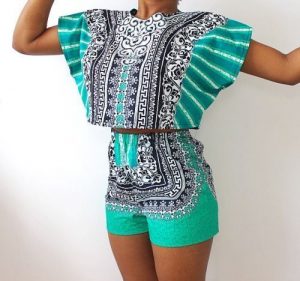 kitenge high waist shorts with stylish crop tops for young ladies