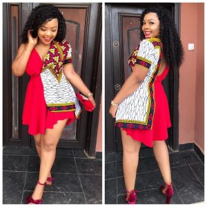 plain and pattern ankara short gown for slay queens