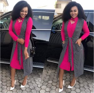 ankara short gown with long coat