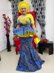 mercy aigbe trending ankara peplum skirt and blouse style