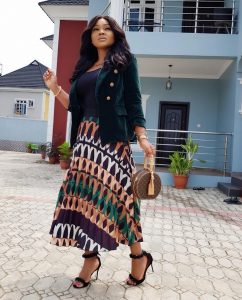 simple ankara long gown with jacket