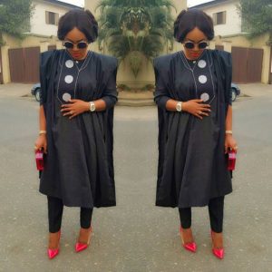 cute plain ankara agbada style for ladies