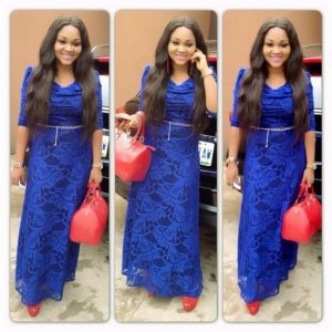 long ankara lace gown style from mercy aigbe