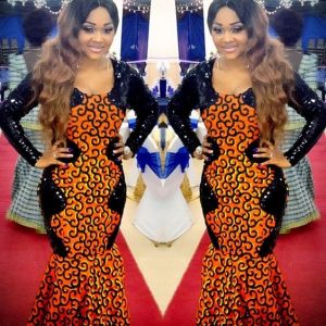 plain and pattern ankara long gown style