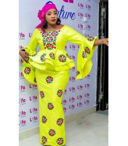 special floral ankara peplum blouse with long skirt for young ladies