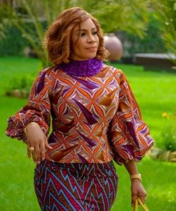 puff sleeved ankara blouse with long skirt for young ladies