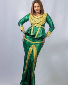 ankara peplum blouse with long mermaid skirt for tall, slim, curvy ladies